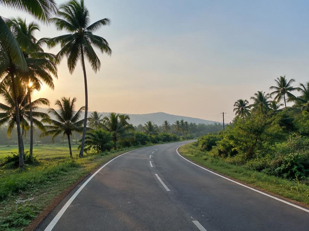 Open road through green countryside