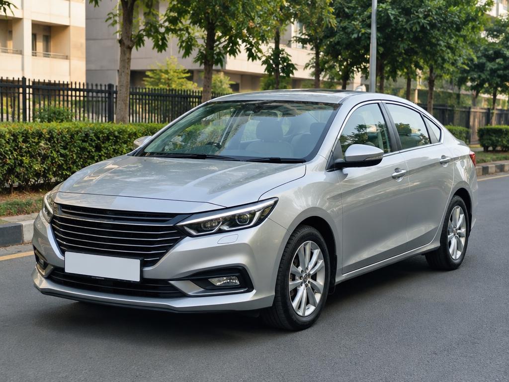 Silver sedan ready for a city journey