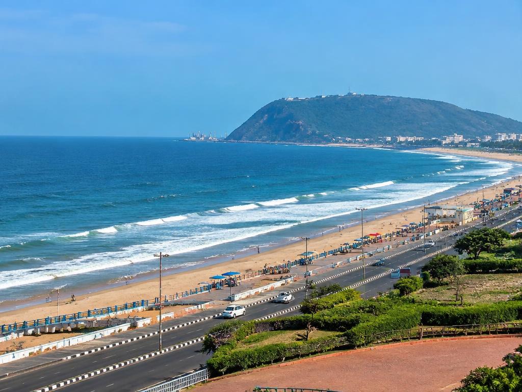 Beach road and coastline in Visakhapatnam